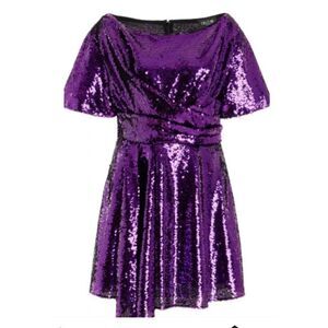 Del Core - Exclusive Sequin Mini Dress in Purple NWT Size Fr 42 or US 10
